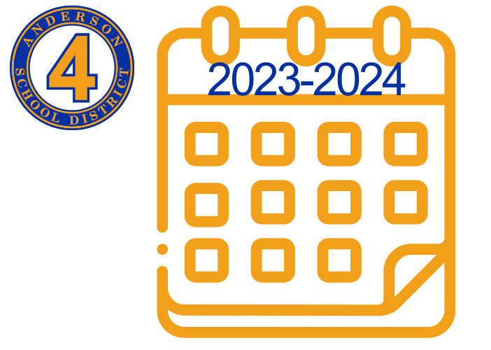 2023-2024 calendar icon with district logo on side.